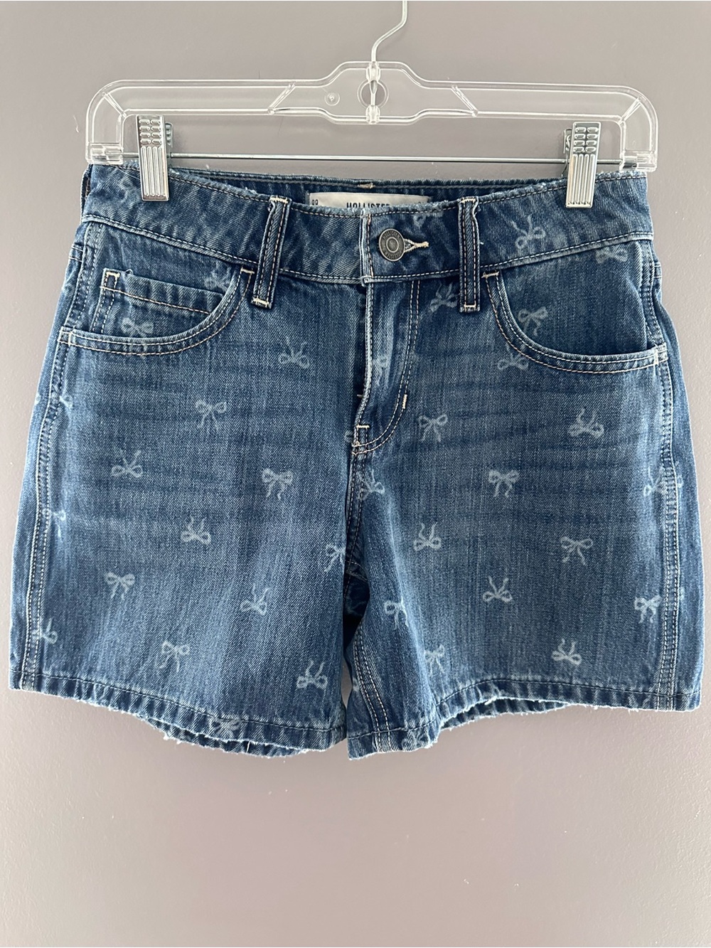 Hollister Dark Blue Denim Shorts with Bow Print